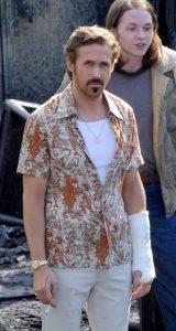 Actor Ryan Gosling spotted taking a smoking break on the set of "The Nice Guys