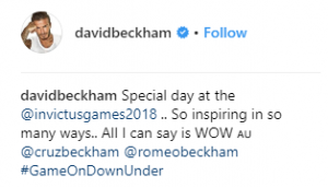David Beckham shares a heartfelt post about the Invictus Games 