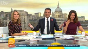 Charlotte Hawkins, Adil Ray and Susanna Reid on GMB