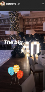 Rio Ferdinand's 40th birthday party on Instagram