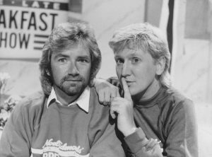 Presenters Noel Edmonds and Mike Smith on Late Late Breakfast Show
