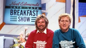 Presenters Noel Edmonds and Mike Smith on Late Late Breakfast Show