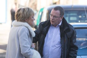 Jean Slater in danger in EastEnders Ian comforts her