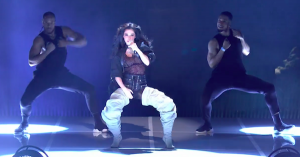 Cheryl singing on Michael McIntyre’s Big Show (Credit: BBC)