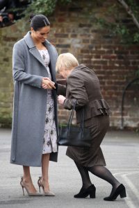Meghan, Duchess of Sussex visits actor Richard O'Sullivan in the Royal Variety Charity's residential nursing and care home at Brinsworth House
