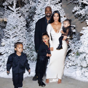 Kim, Knaye and their three chilrden celebrate Christmas
