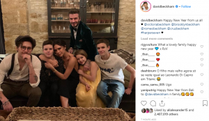 Beckham New Year's Eve party (Credit: Instagram)