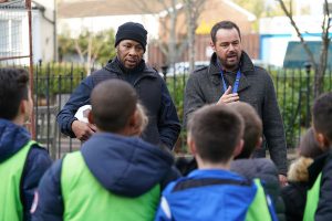 Mick coaches the football team in EastEnders 