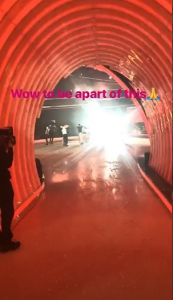 Gemma filmed from behind the scenes