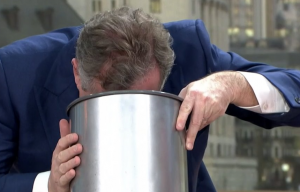 Piers with his head in his bin after trying the snack