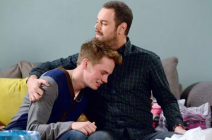 Sam Strike and Danny Dyer as Johnny and Mick Carter on EastEnders (Credit: BBC)