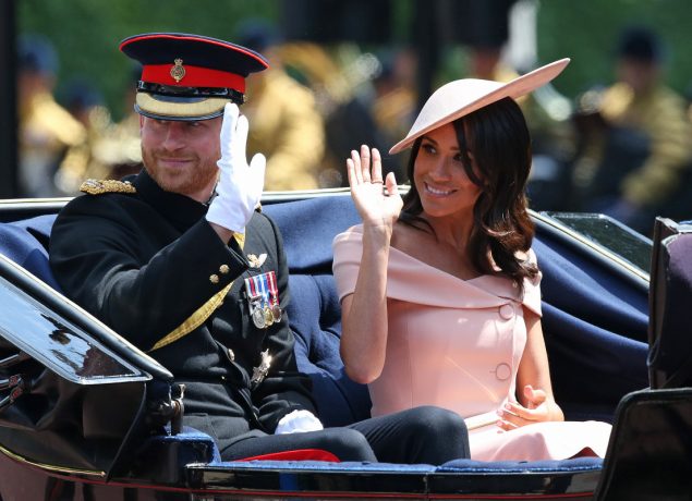 Prince Harry and Meghan, The Duke and Duchess of Sussex at Trooping The Colour ceremony marking the Queen's 92nd Birthday