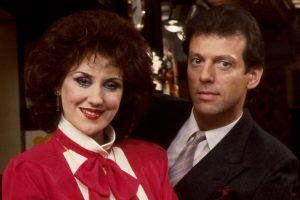 Previous Queen Vic landlords Den and Angie Watts (Credit: BBC)