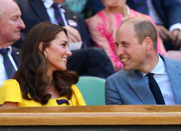 Catherine, Duchess of Cambridge and Prince William, Duke of Cambridge attend the Men's Singles final on day thirteen of the Wimbledon Lawn Tennis Championships at All England Lawn Tennis and Croquet Club on July 15, 2018 in London, England. (Photo by Clive Brunskill/Getty Images)