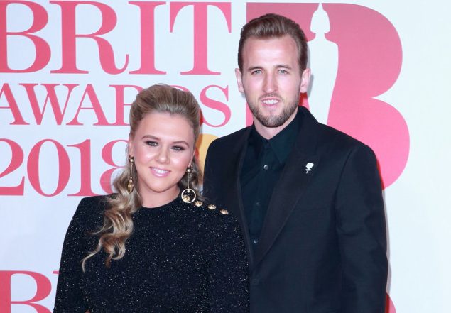 Harry Kane and Kate Goodland, Red Carpet arrivals at Londons O2 Arena for the 2018 Brit Awards