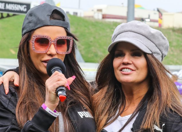 Katie Price and Alan Carr manage opposing teams in the Sellebrity Soccer match at Sixfields Stadium in Northampton