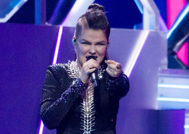 Saara Aalto at the rehearsals of the first semi-final of the Eurovision Song contest 2018 in Lisbon, Portugal.