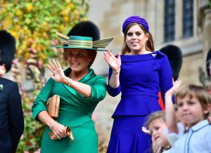 Sarah Ferguson, Duchess of York and Princess Beatrice of York attend the wedding of Princess Eugenie of York to Jack Brooksbank at St. George's Chapel on October 12, 2018 in Windsor, England. (Photo by Victoria Jones - WPA Pool/Getty Images)