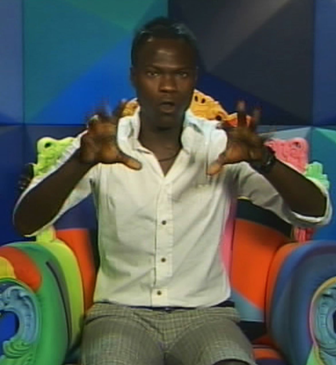 Brian Belo in the Big Brother diary chair