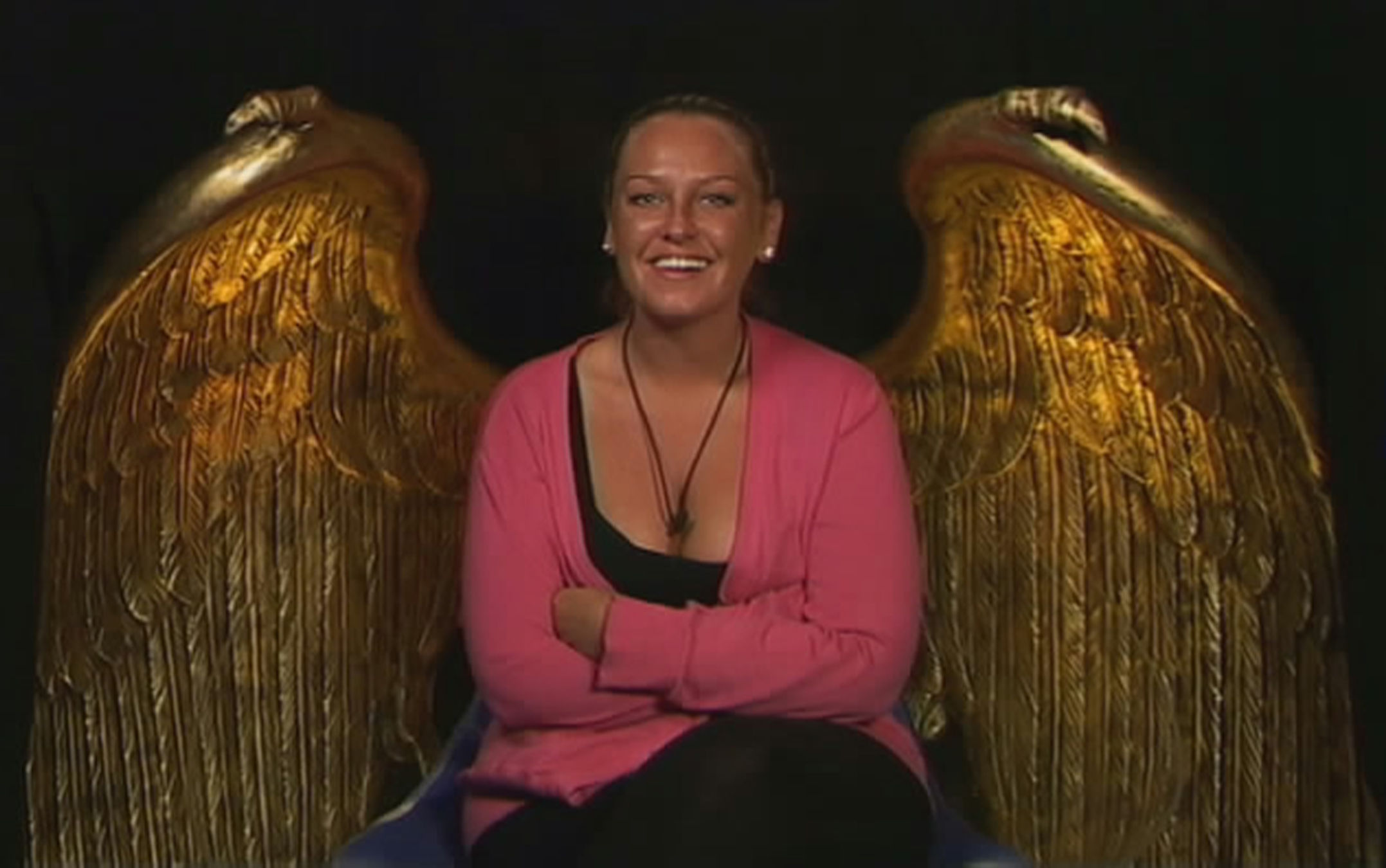 Josie Gibson grinning in the diary room on Big Brother