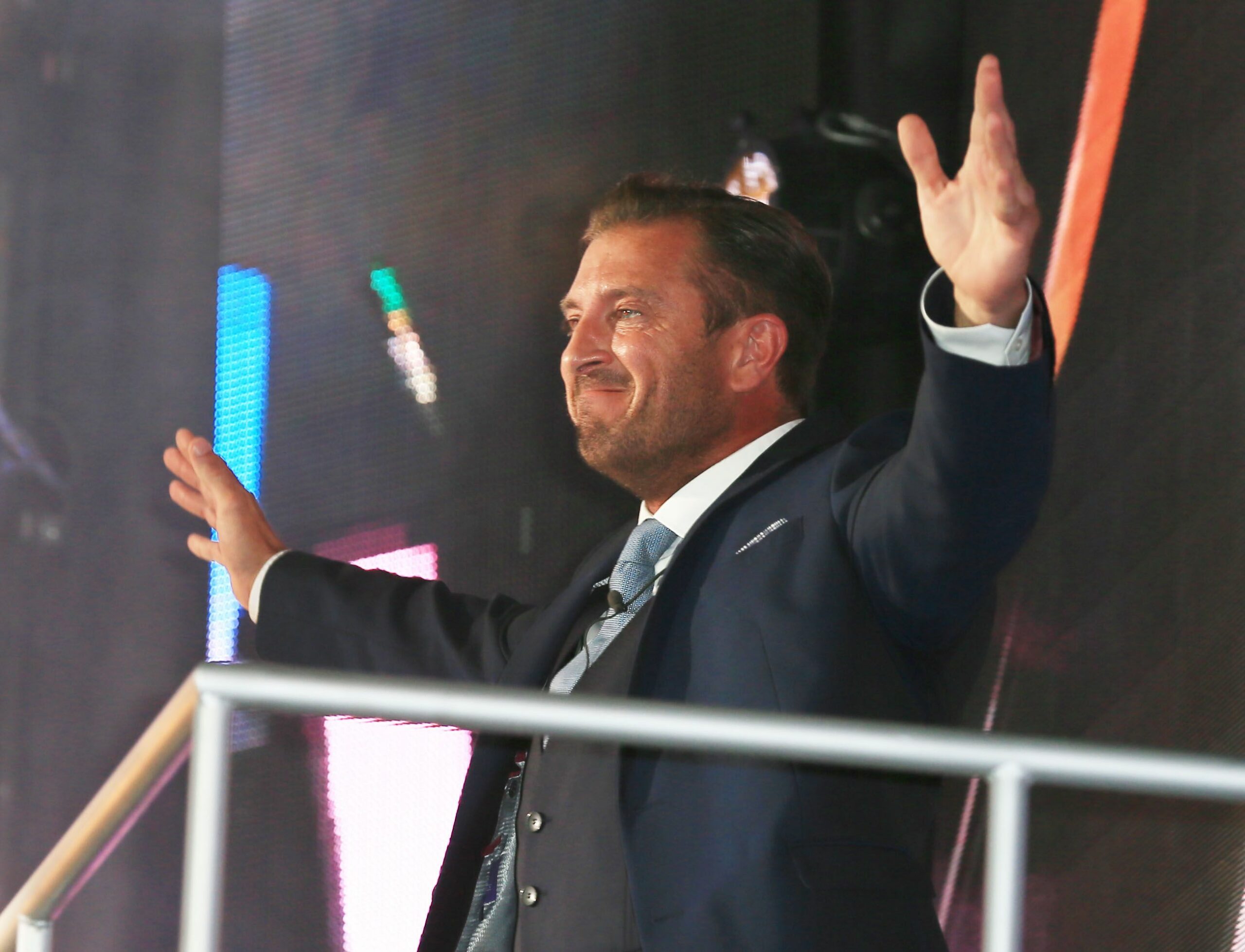 Jason Burrill greets his adoring fans after winning Big Brother