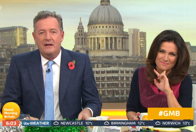 Piers Morgan and Susanna Reid on GMB