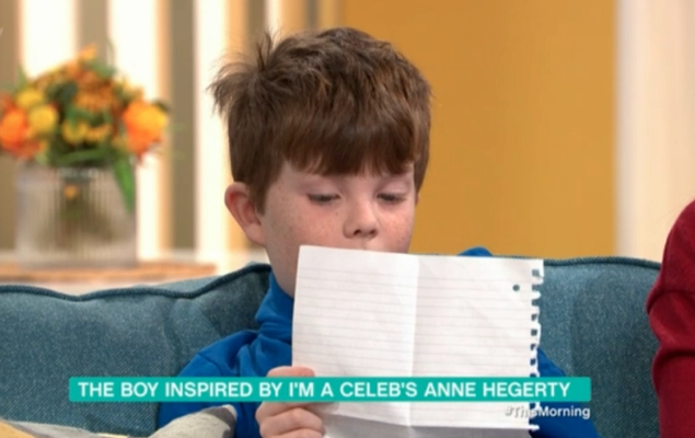 Little boy who wrote letter to Anne Hegerty about autism