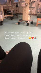 Malin shared a hospital picture
