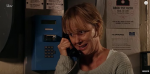 Sally makes a call from prison