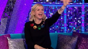 Zoe on the It Takes Two sofa