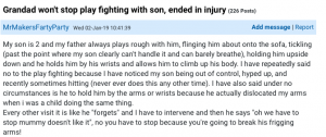 Mumsnet post on playfighting