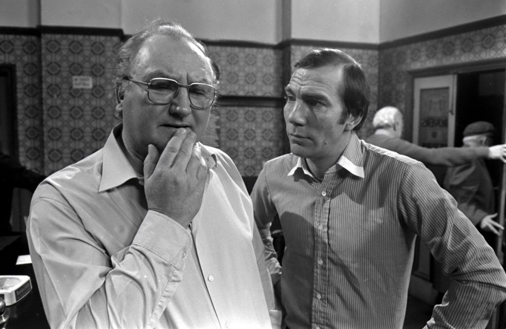 ITV ARCHIVE 'Coronation Street' TV - 1960's Fred Gee [Fred Feast] and Pete Postlethwaite 1970s Image ID: 669487dn Featured in: ITV ARCHIVE Photo Credit: ITV/Shutterstock