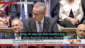 BBC News subtitle error michael gove