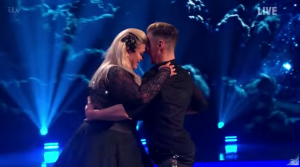 Gemma and her skating partner Matt Evers after her fall (Credit: ITV)