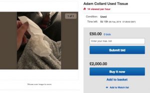Adam Collard tissue (Credit: eBay)