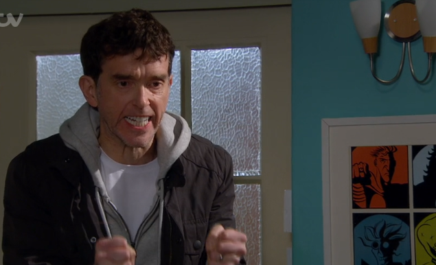 Emmerdale Marlon angry Credit: ITV