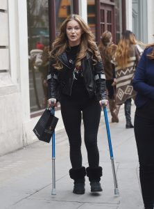Ola Jordan on her crutches
