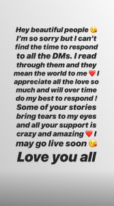 Vanessa Bauer thanks fans for support