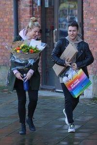 Newly Announced Expectant Parents Gemma Atkinson And Gorka Marquez Seen Leaving The Hits Radio Building In Manchester With Gifts