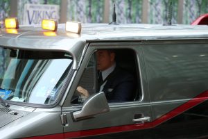 David Walliams in his van