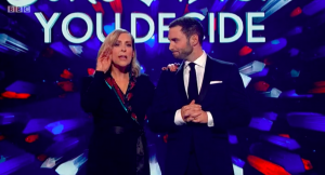 Mel Giedroyc, Måns Zelmerlöw, Eurovision