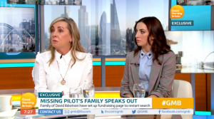 The wife and daughter of the missing pilot of Emiliano Sala's plane