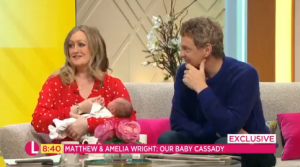 Matthew Wright, wife Amelia and their baby daughter