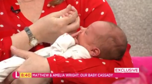 Matthew Wright's baby daughter on Lorraine