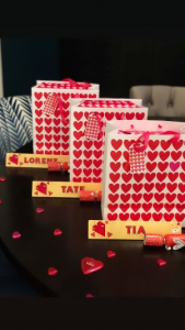 Gift bags for the kids were on display