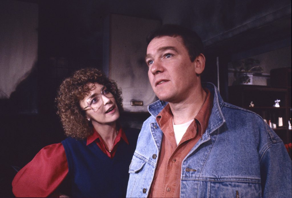 Editorial use only Mandatory Credit: Photo by ITV/REX/Shutterstock (8979025hh) Anne Kirkbride (as Deirdre Barlow) and David Beckett (as Dave Barton) "Coronation Street" TV Series - 1990 Coronation Street is a long running Television soap opera set in the fictional North of England town of Weatherfield. Created by Tony Warren. First broadcast on December 9th, 1960. Produced by ITV Granada.