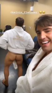 Kelvin Fletcher showing his bare bum
