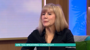 Eamonn Holmes and Ruth Langsford with breathing coach Rebecca Dennis