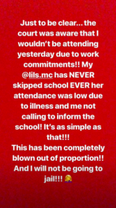 Kerry Katona court message Instagram kerrykatona7
