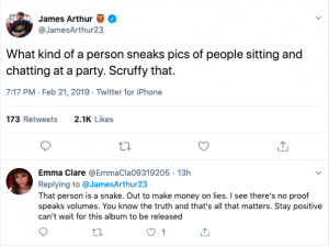 (Credit: JamesArthur23 Twitter)